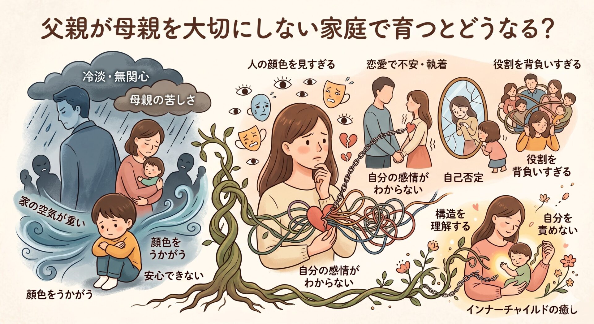 父親が母親を大切にしない家庭で育つとどうなる？子どもの心と人間関係への影響を整理する