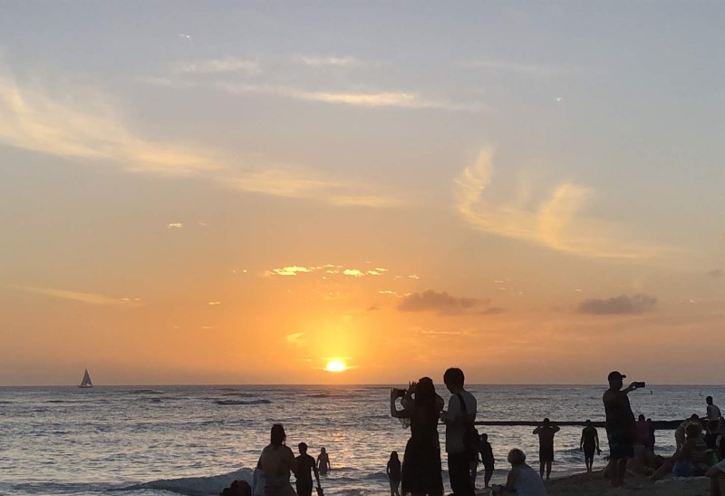 ハワイの海（夕日）